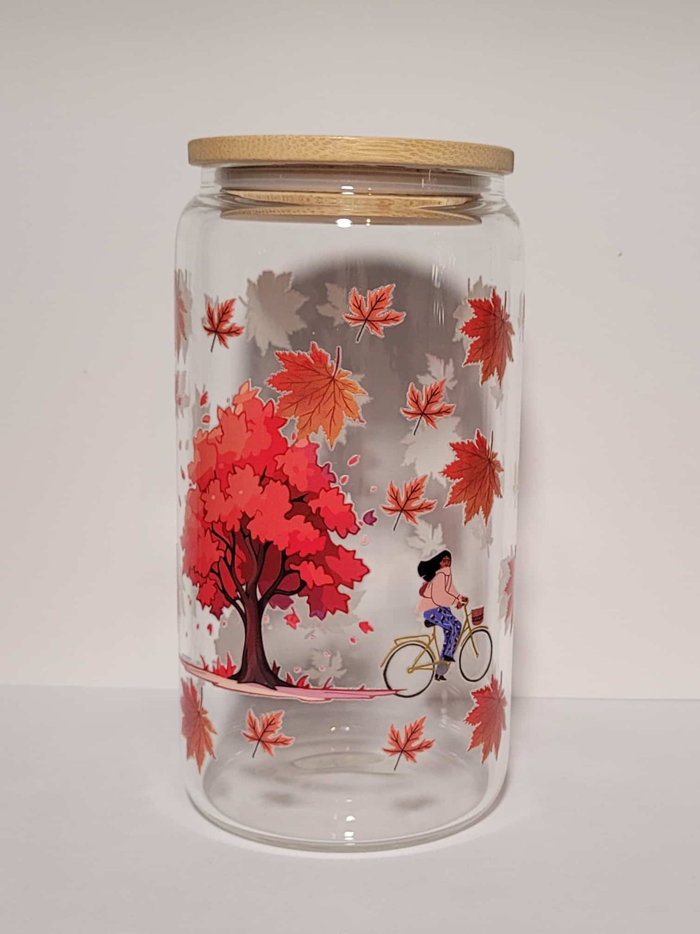 Verre 16 oz Automne à vélo
