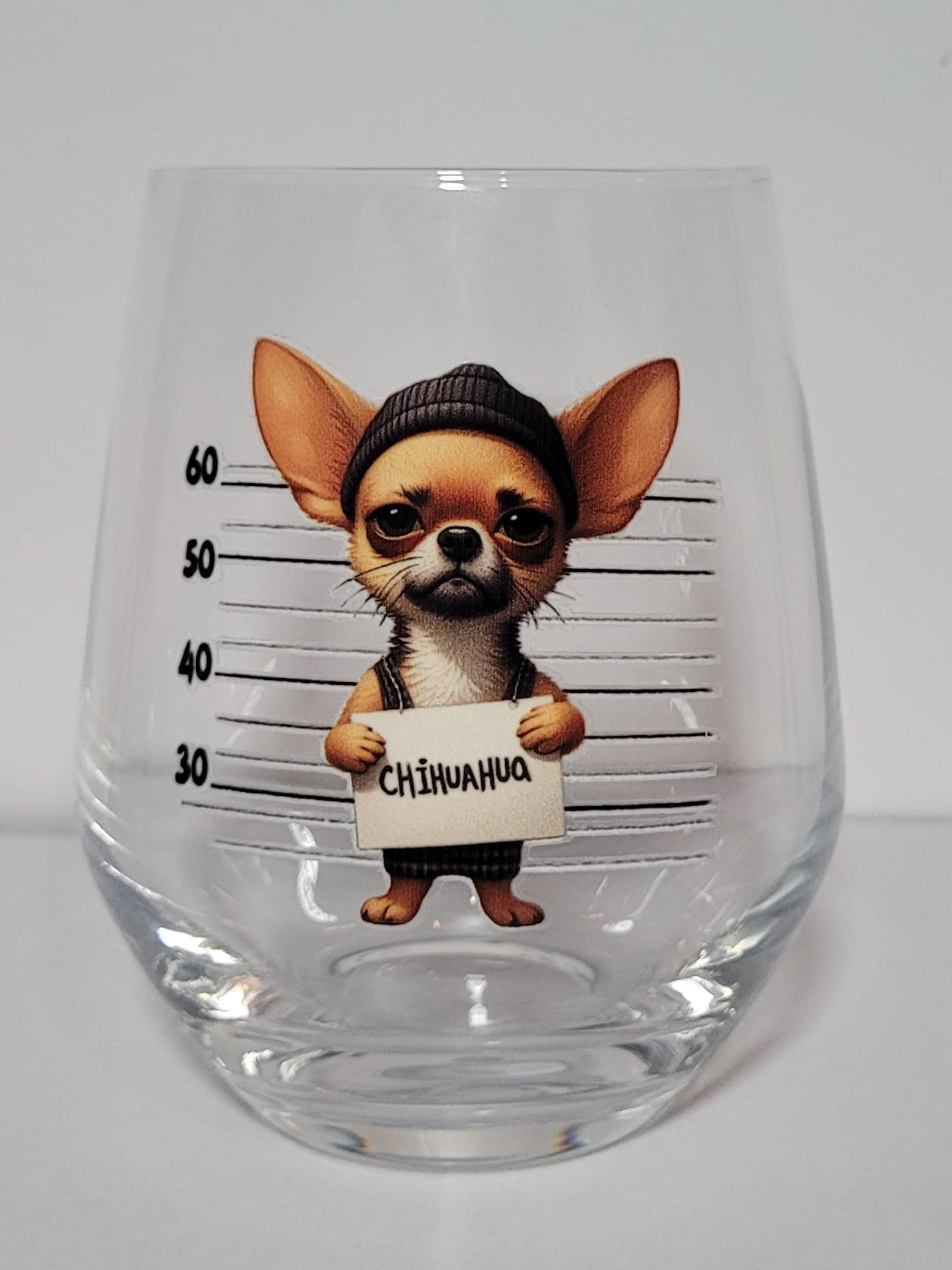 Verre à vin Chihuahua en prison (1) simple paroi