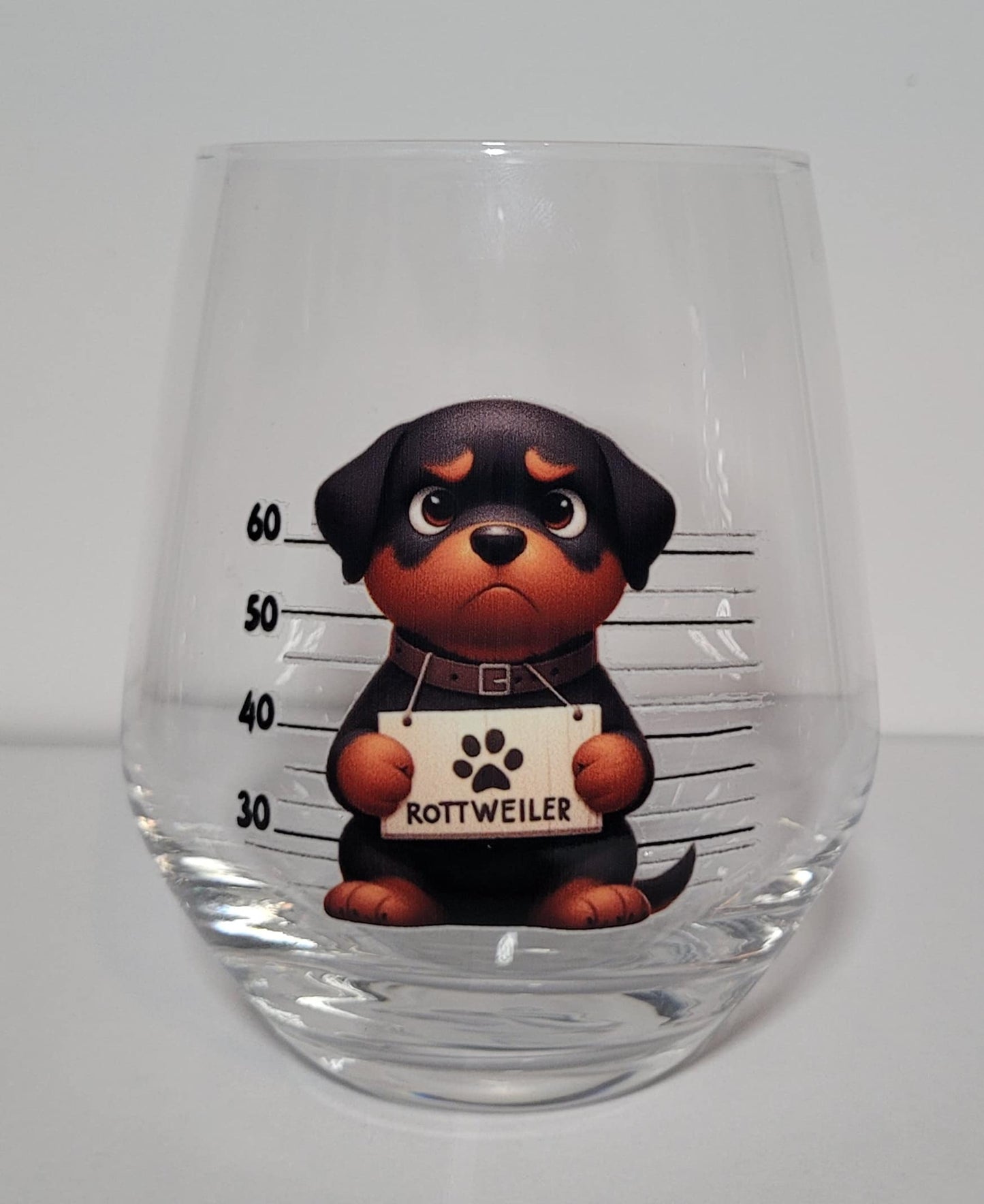 Verre à vin Rottweiler en prison (1) simple paroi
