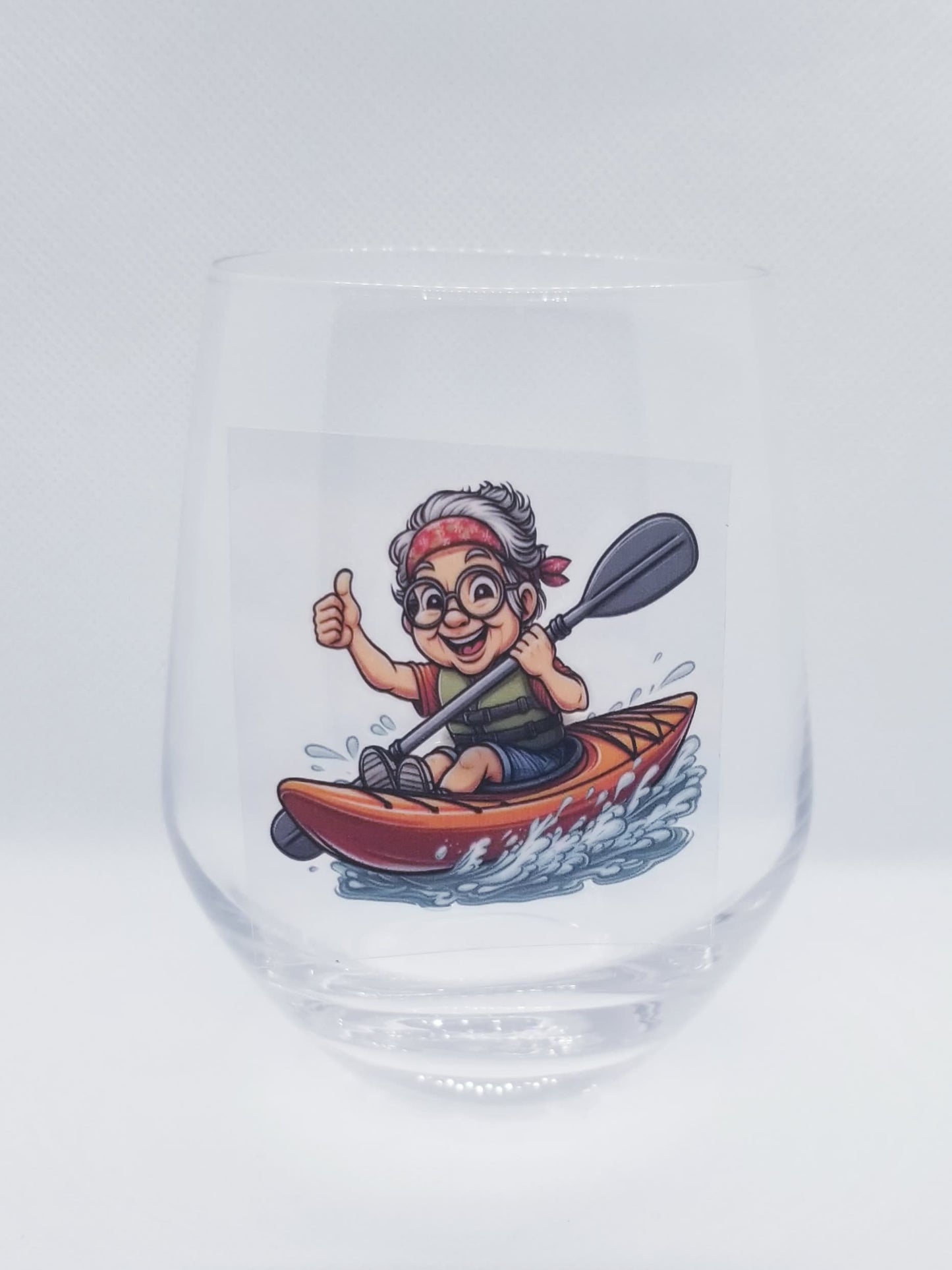 Verre à vin Mamie en canot pouce en l'air
