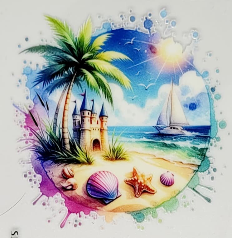 Gobelet à café ou verre à vin Sud, voilier et château de sable