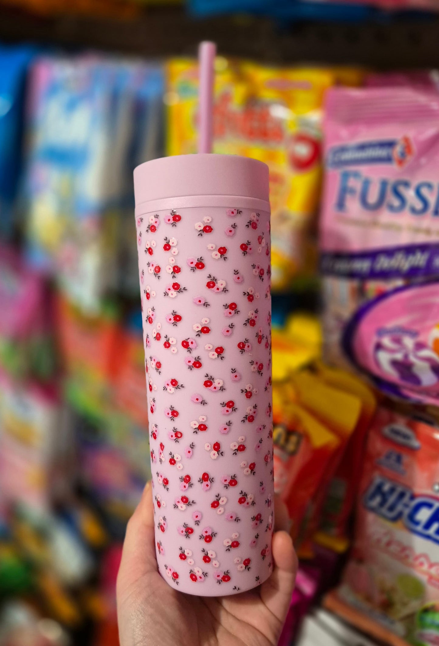 Tumbler 20 oz Rose Matte fleuri