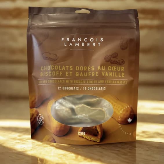 François Lambert - Chocolats dorés farcis au Biscoff et gaufre vanille