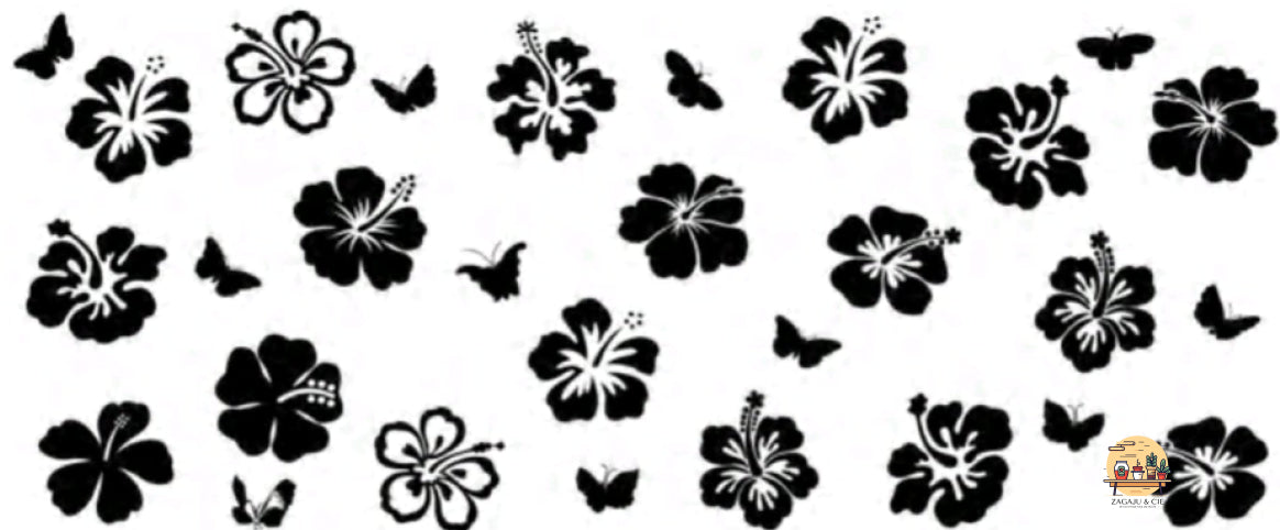Verre 16 oz Fleur noire