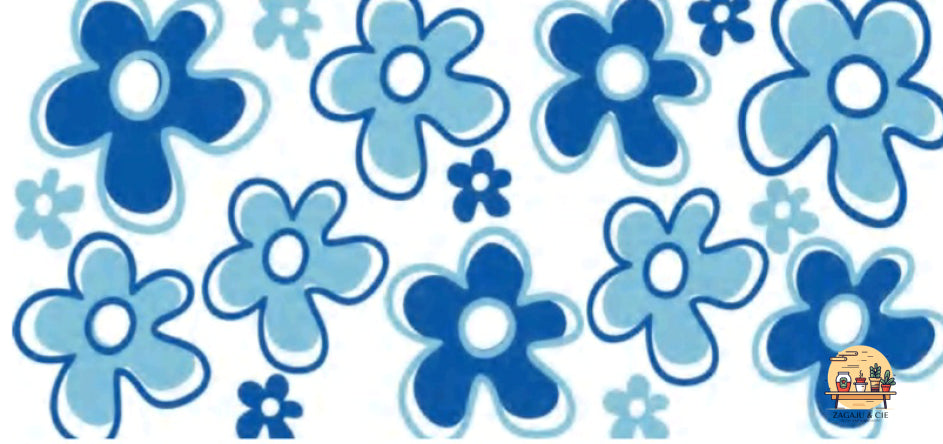 Verre 16 oz Fleur bleue