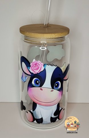 Verre 16 oz Vache boucle rose