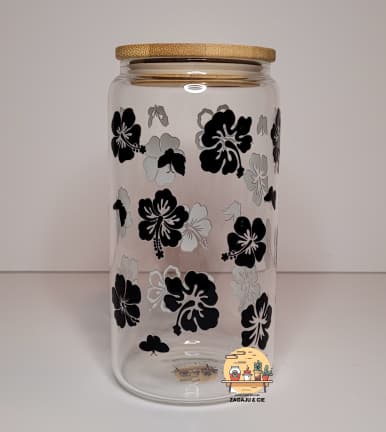 Verre 16 oz Fleur noire