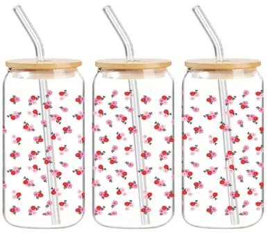 Verre 16 oz Petite fleur rose