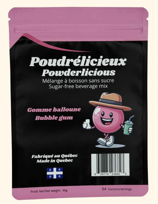 POUDRÉLICIEUX - Bubble Gum - Mélange à boisson sans sucre
