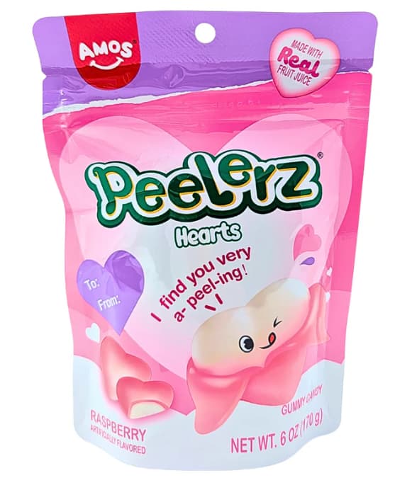 Amos Peelerz Hearts Gummy Framboise 170g