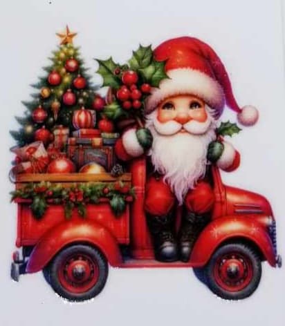 Verre à vin Père Noël et camion 2