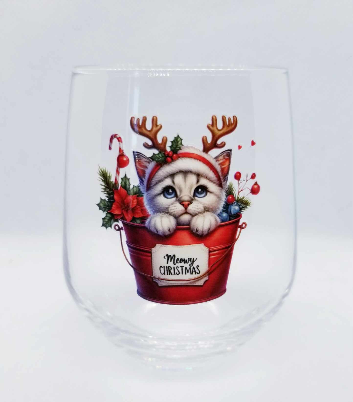 Verre à vin Minou dans un sceau 1 Noël