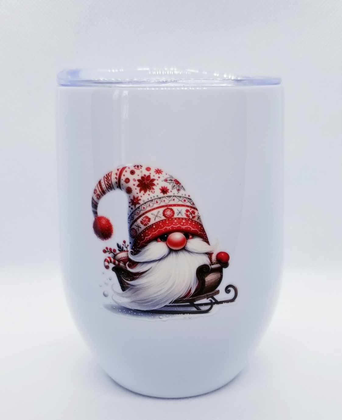 Verre à vin Gnome rouge Noël 3