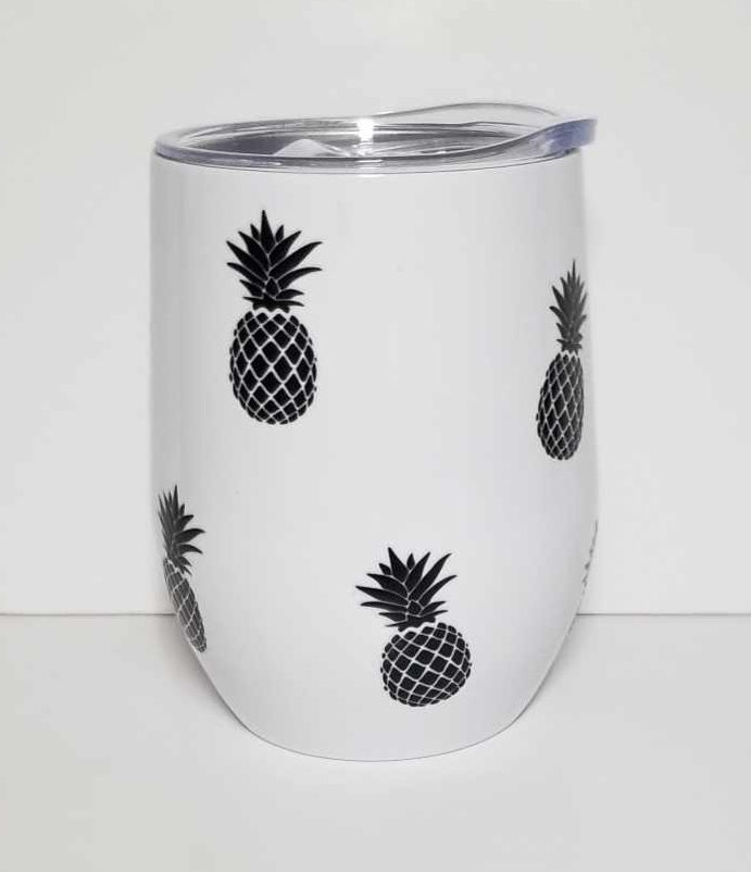 Verre à vin ou café 12 oz "Ananas pas d'problème"