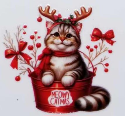 Verre à vin Minou dans un sceau 4 Noël