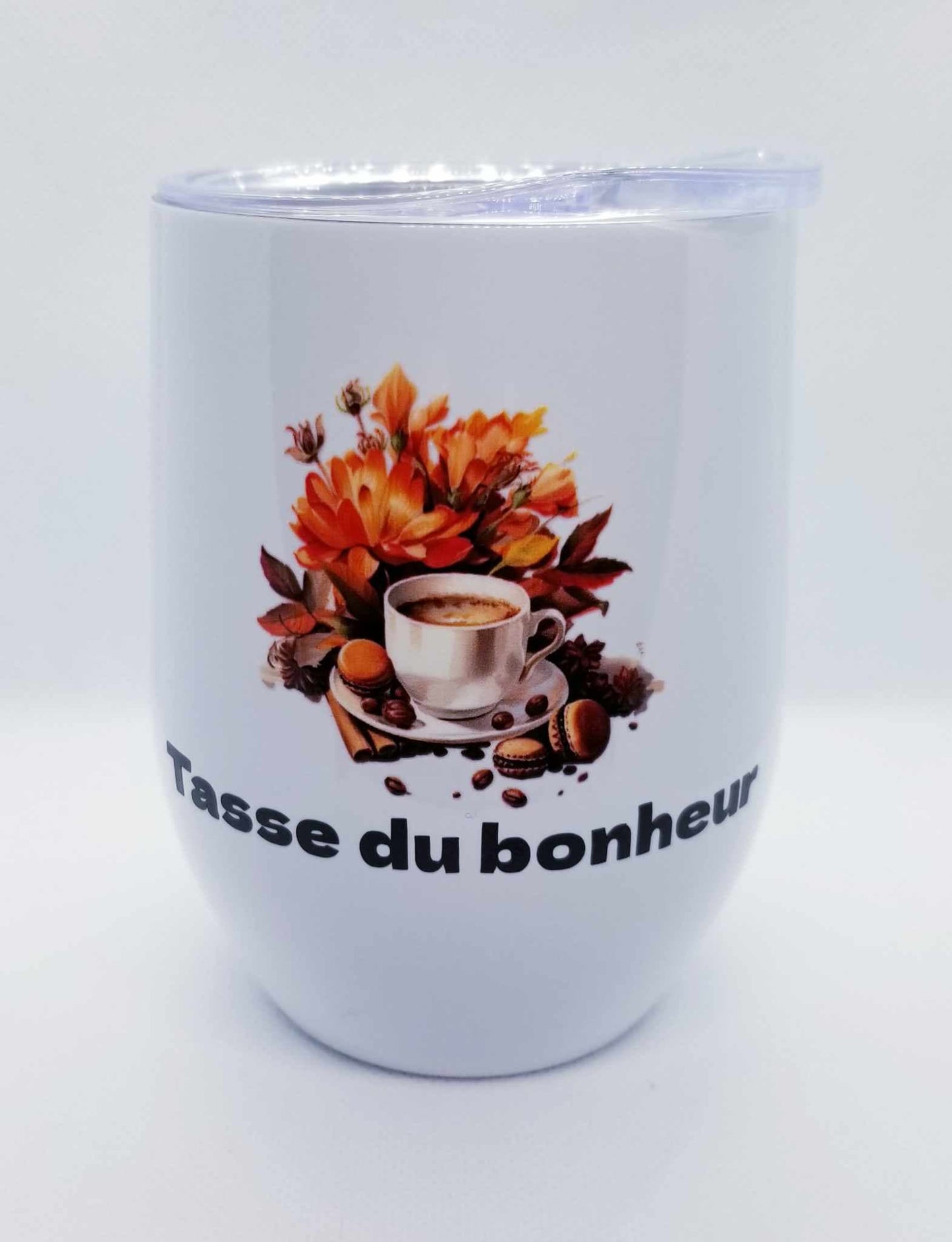 Verre à vin ou café 12 oz Tasse du bonheur