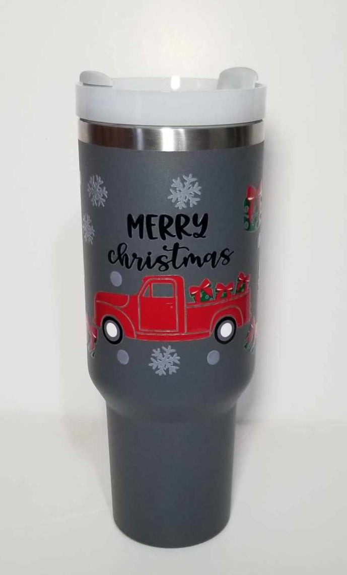 Tumbler 40 oz Charcoal Merry Christmas