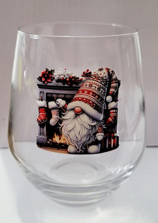 Verre à vin Gnome rouge Noël 4