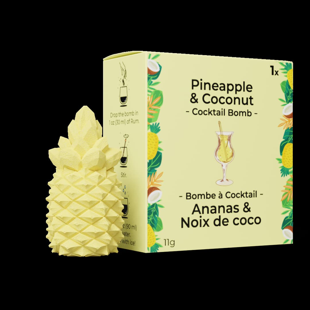POSEIDN - Bombe à Cocktail 3D - Ananas et Noix de coco - Boîte de 6