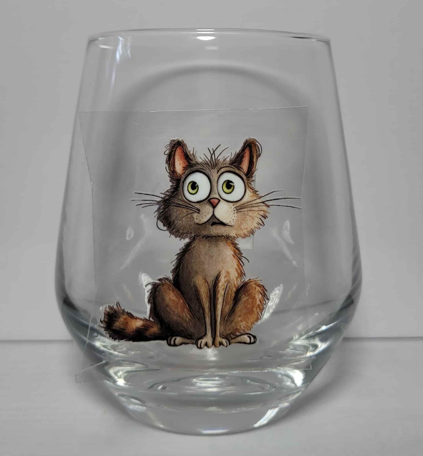 Verre à vin Chat inquiet (1) simple paroi