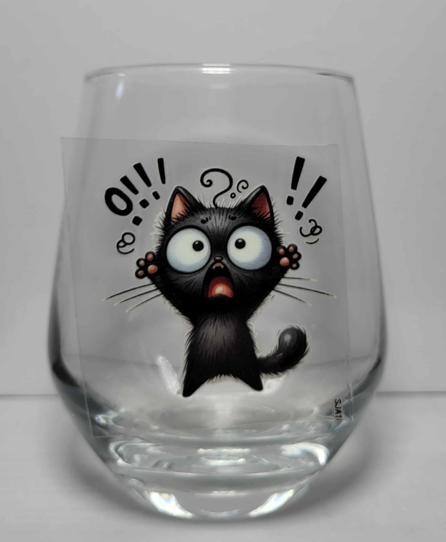 Verre à vin Chat gros yeux (1) simple paroi