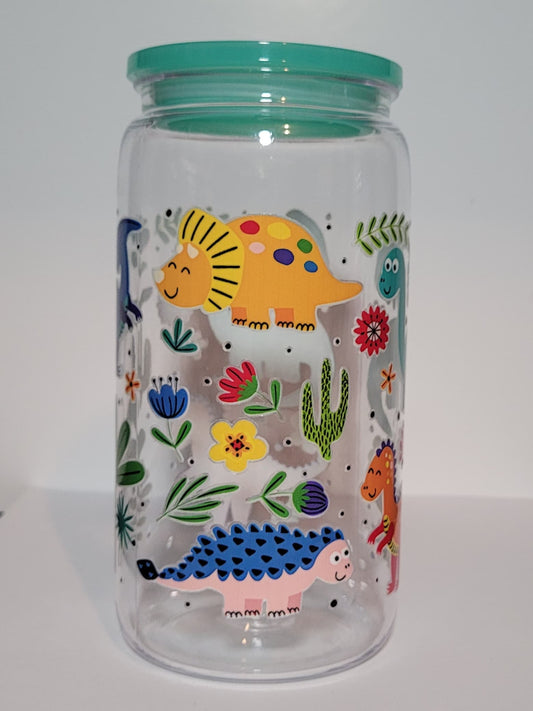 Verre 16 oz Dino muticolor PLASTIQUE