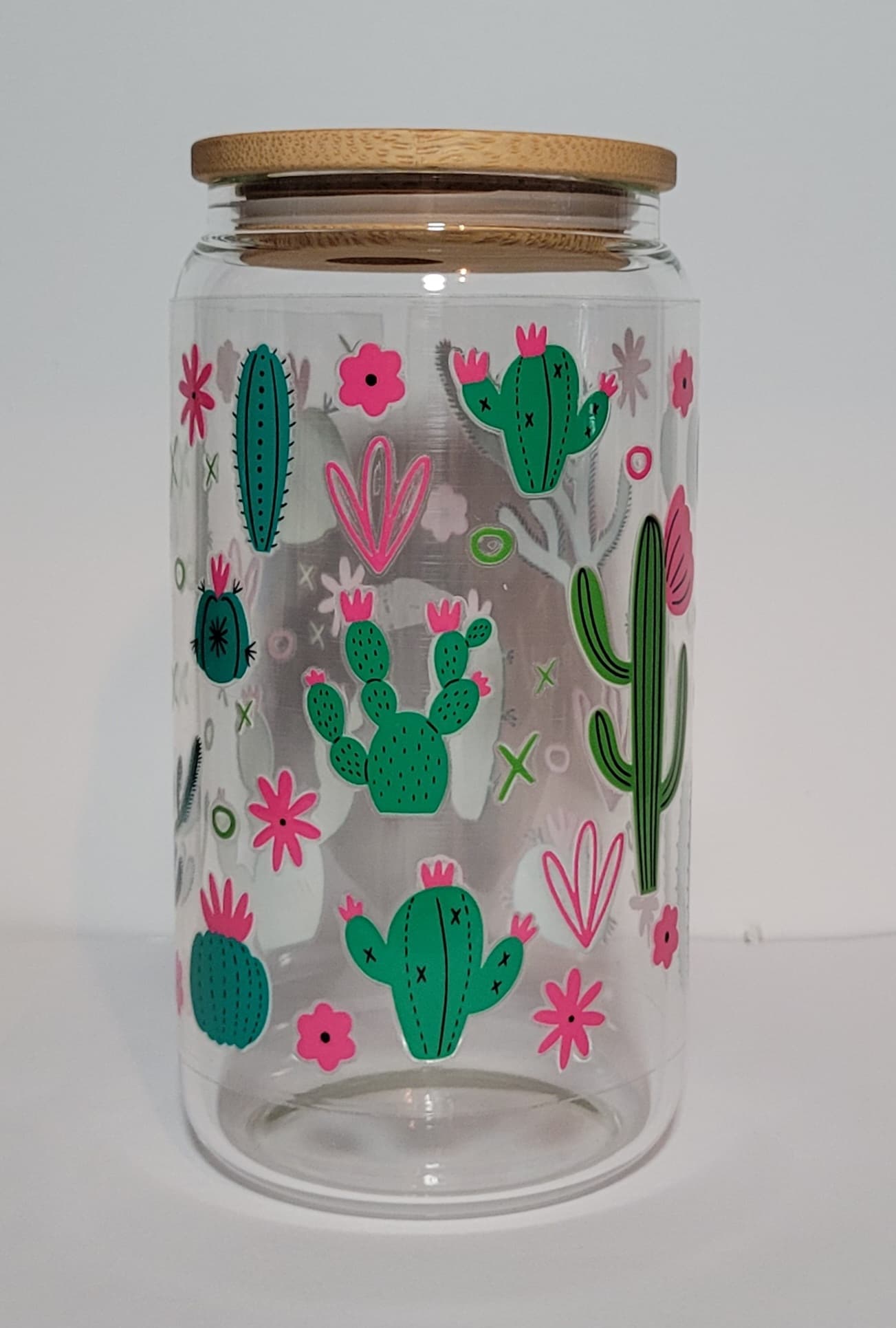 Verre 16 oz Cactus et fleurs