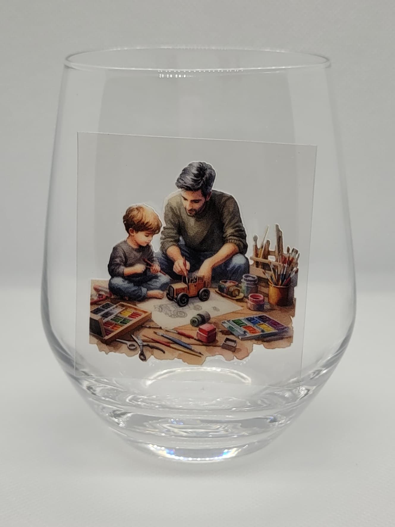 Verre à vin Papa et enfant Peinture et bricolage