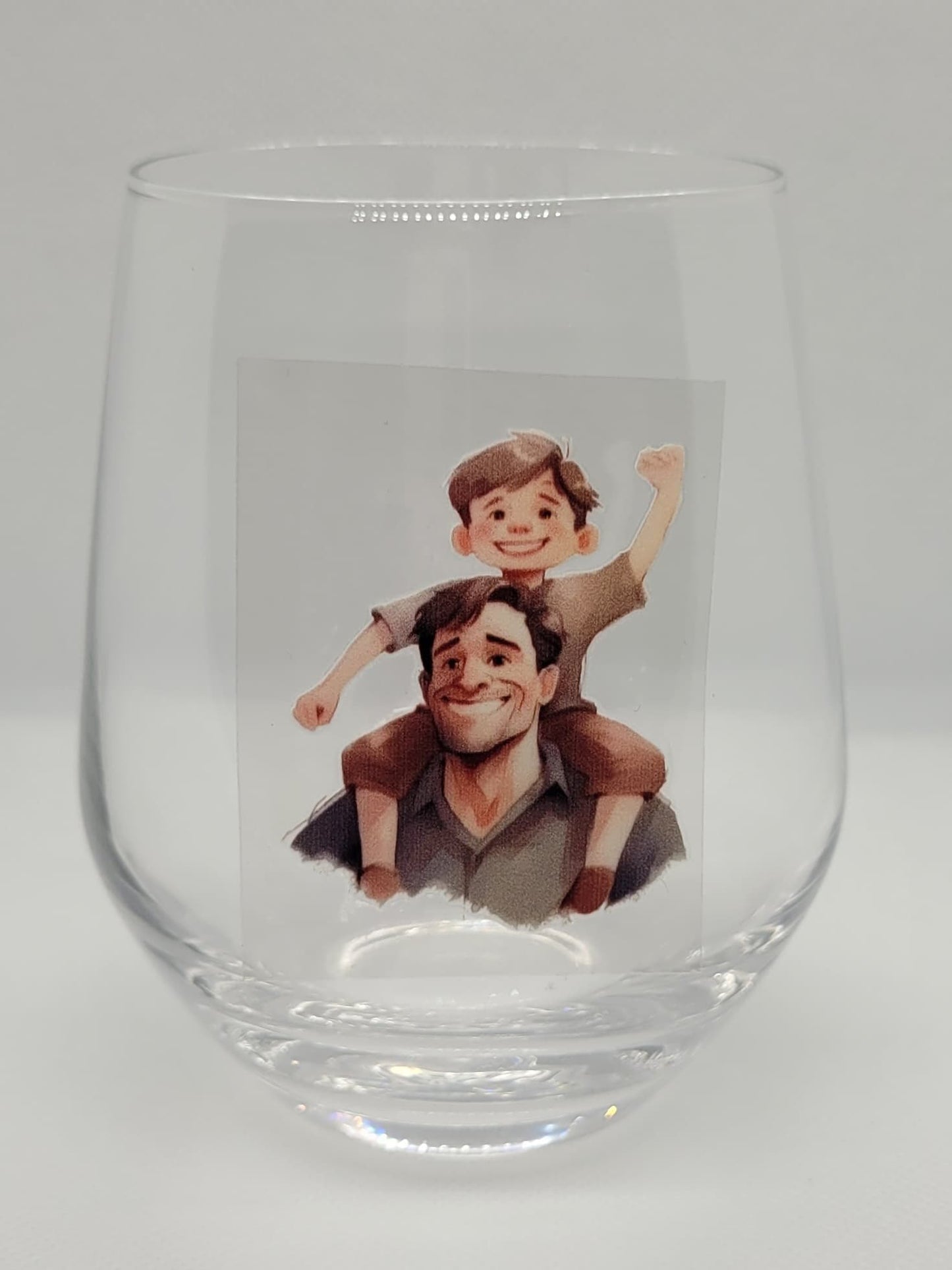 Verre à vin Papa et enfant sur les épaules