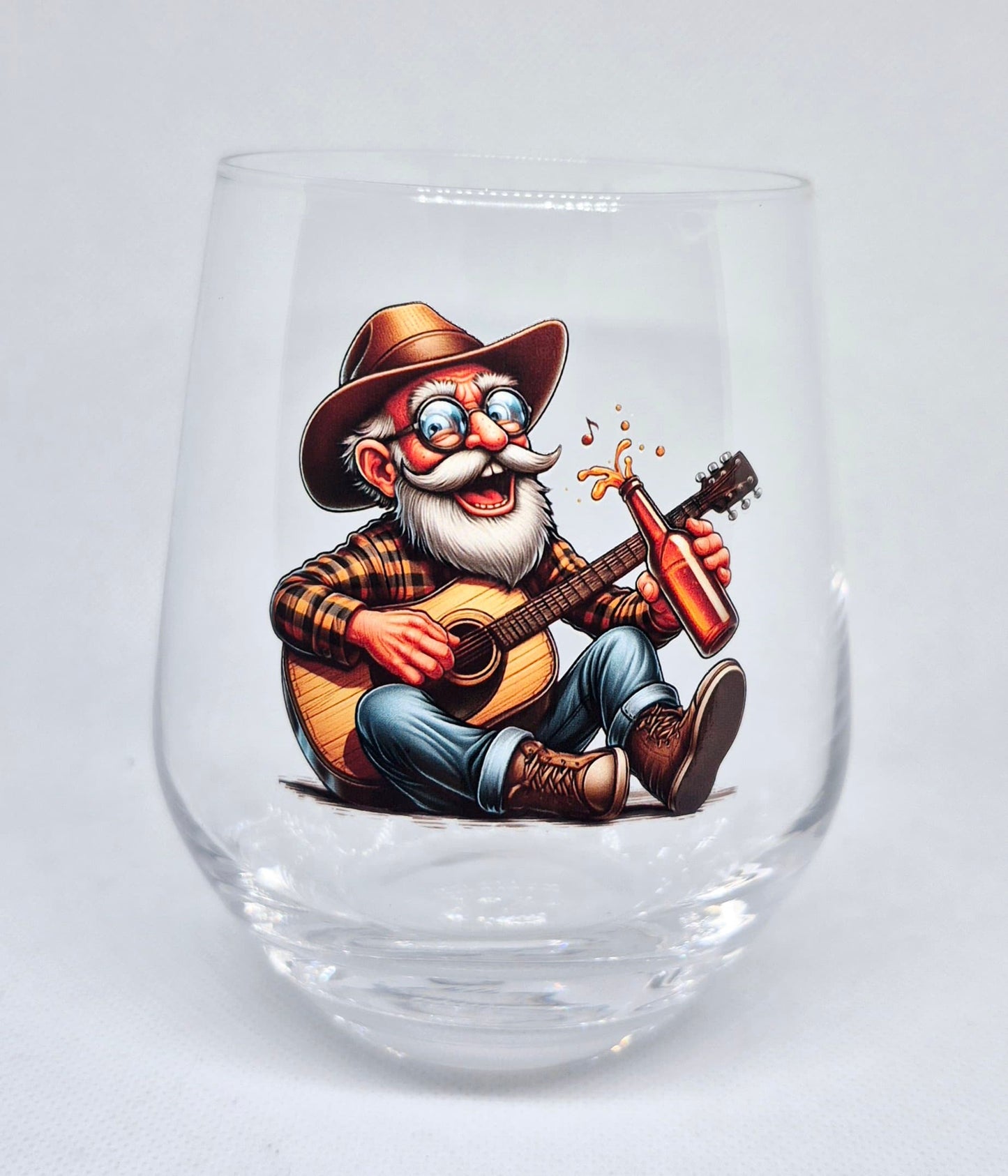 Verre à vin Papy et guitare