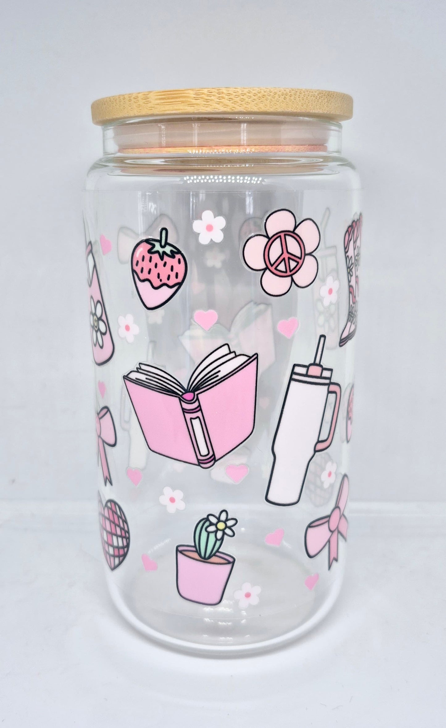 Verre 16 oz Décor rosé