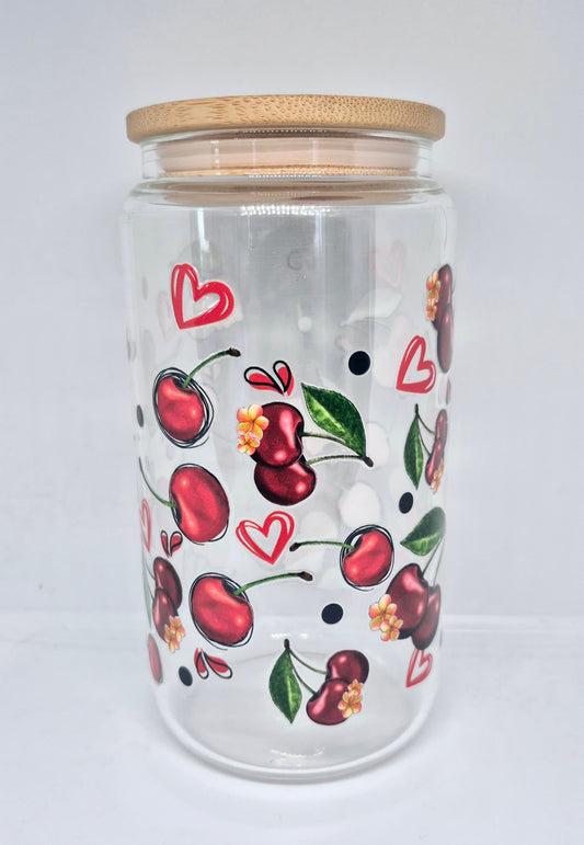 Verre 16 oz Cerise et coeur