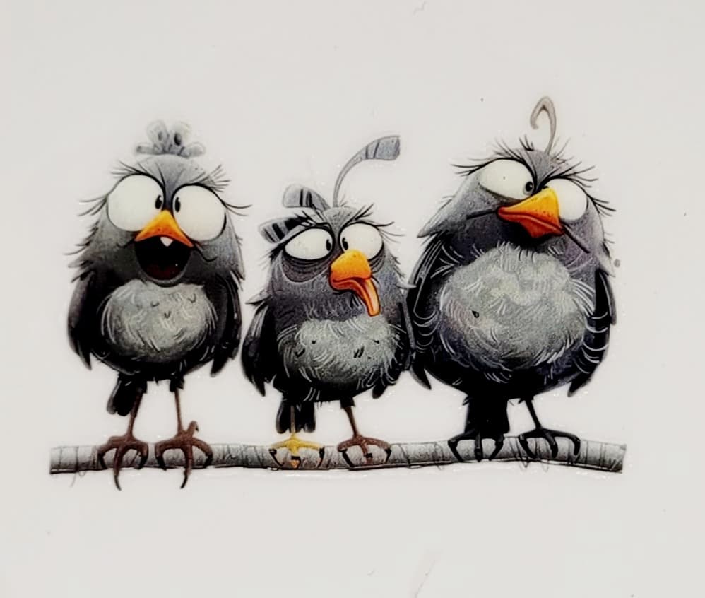 Gobelet à café ou verre à vin Trio d'oiseaux noirs
