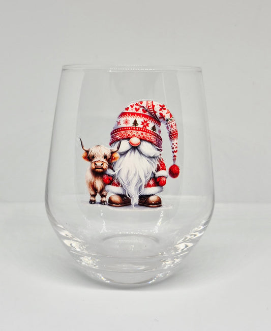 Verre à vin Gnome rouge Noël 4