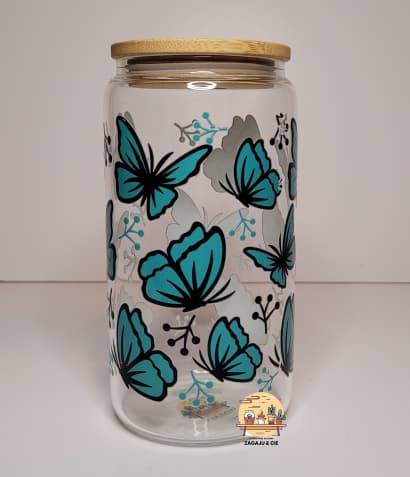 Verre 16 oz Papillon turquoise 2e à 50%