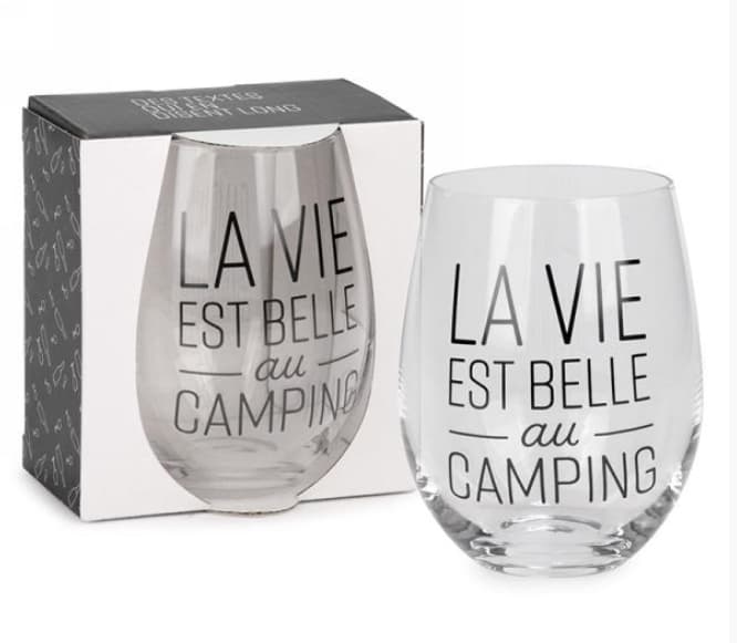 Verre à vin " La vie est belle au camping"