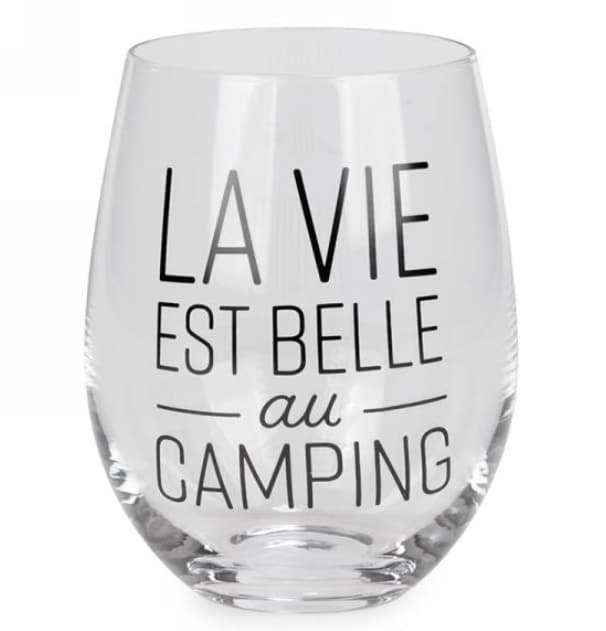 Verre à vin " La vie est belle au camping"