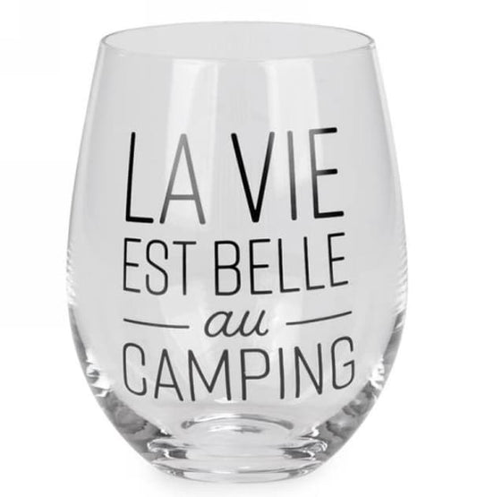 Verre à vin " La vie est belle au camping"