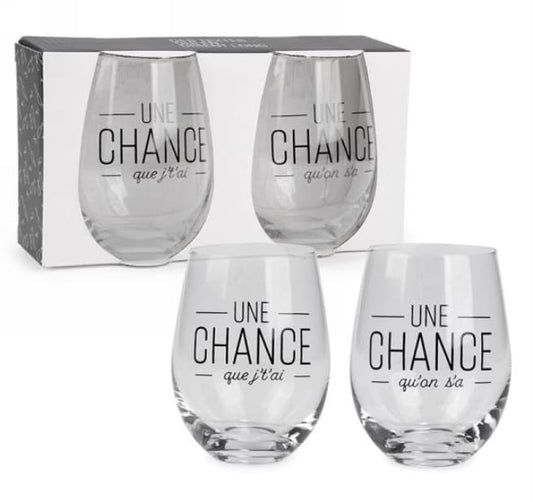 Ensemble de 2 verres "Une chance qu'on s'a"