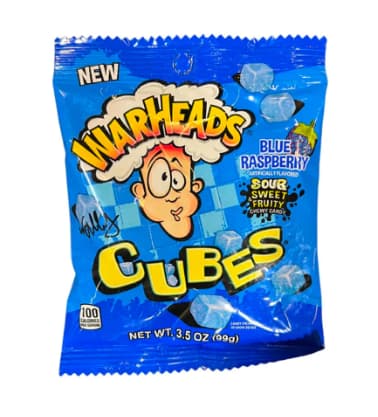 Warheads Blue Raspberry Cubes