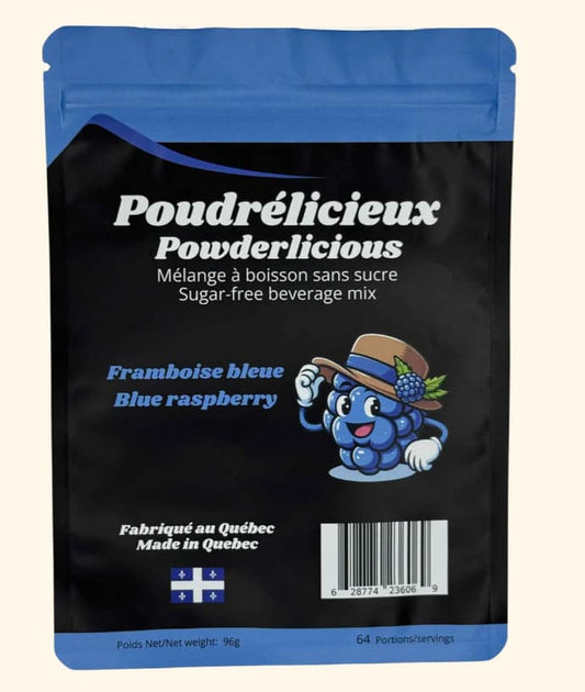 POUDRÉLICIEUX - Framboise Bleue - Mélange à boisson sans sucre