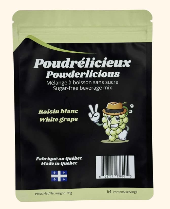 POUDRÉLICIEUX - Raisin Blanc - Mélange à boisson sans sucre