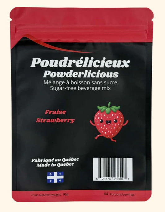 POUDRÉLICIEUX - Fraise - Mélange à boisson sans sucre