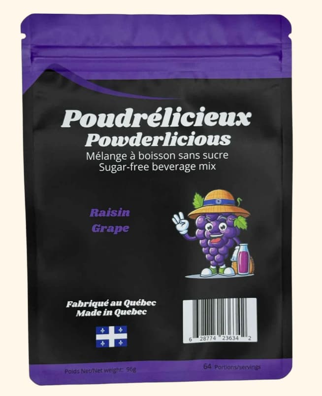 POUDRÉLICIEUX - Raisin - Mélange à boisson sans sucre