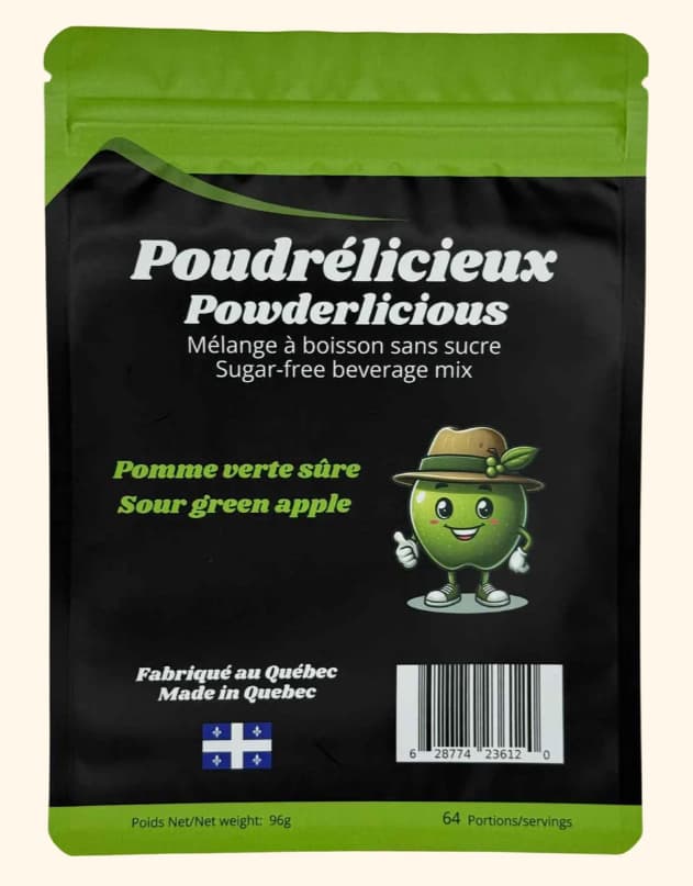 POUDRÉLICIEUX - Pomme verte sûre - Mélange à boisson sans sucre