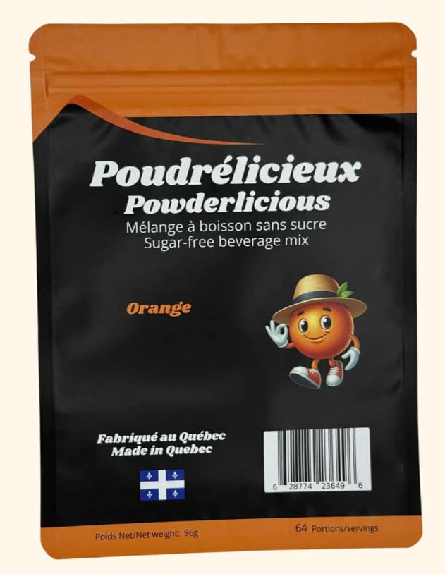 POUDRÉLICIEUX - Orange - Mélange à boisson sans sucre