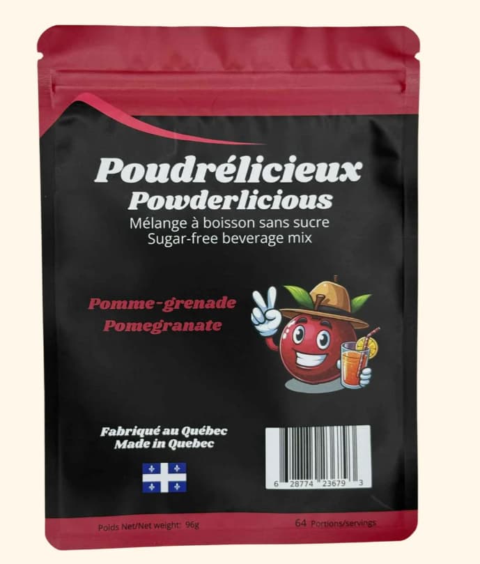 POUDRÉLICIEUX - Pomme Grenade - Mélange à boisson sans sucre