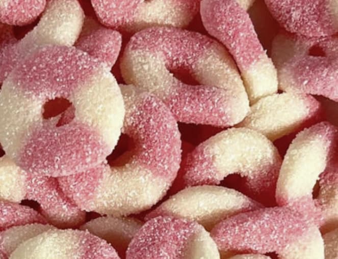 En vrac - Fini -Anneaux gélifiés saveur citronnade rose acidulée