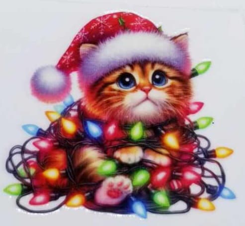 Verre à vin Chat et lumières 3 Noël