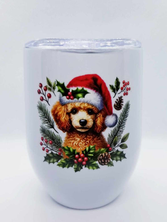 Verre à vin Chien et Feuillage 2 Noël